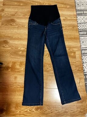 Thyme Maternity Dark Blue Straight Leg Jeans with Black Panel